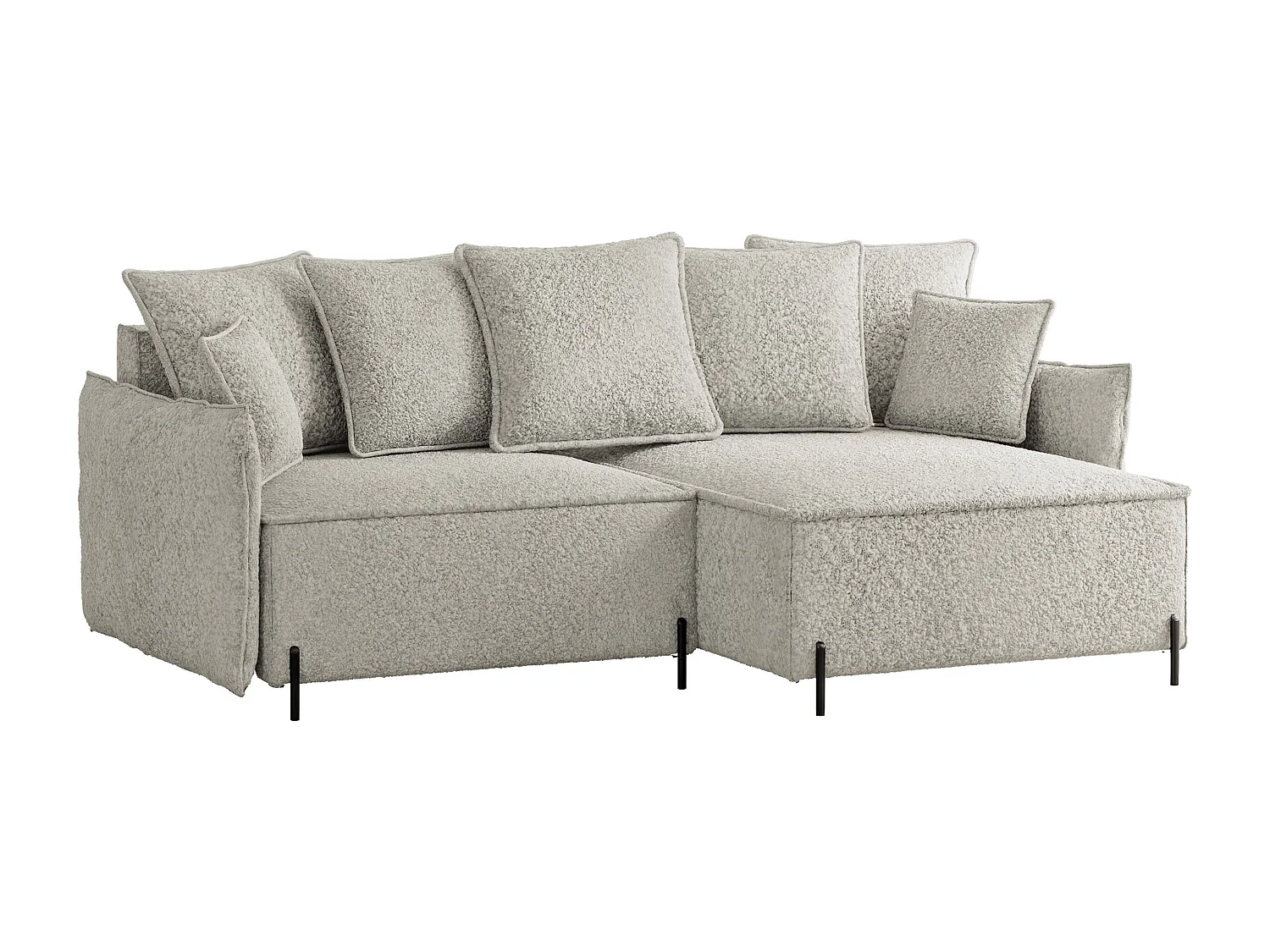 Canapé d'angle droit convertible, creme