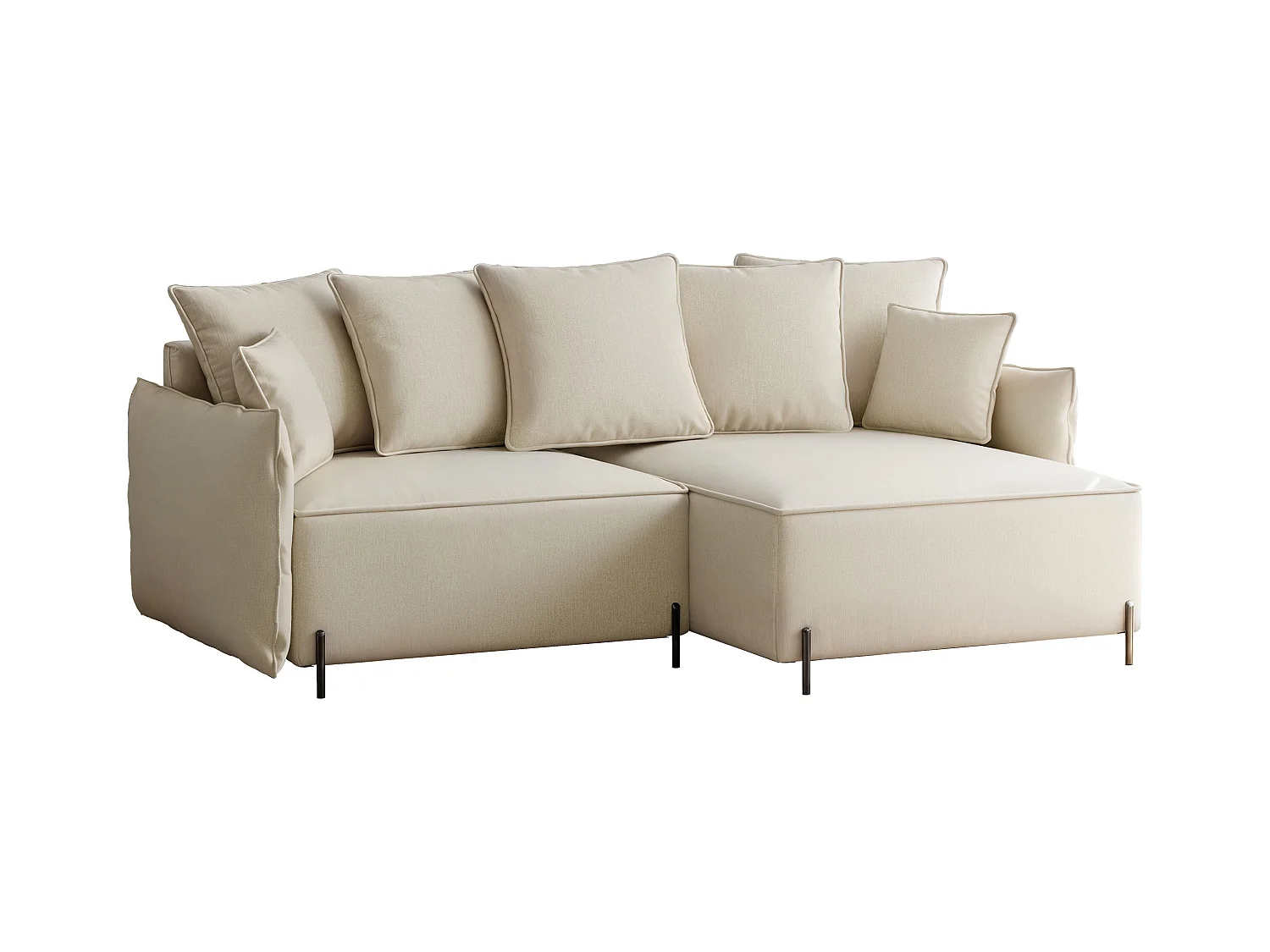 Canapé d'angle droit convertible, beige