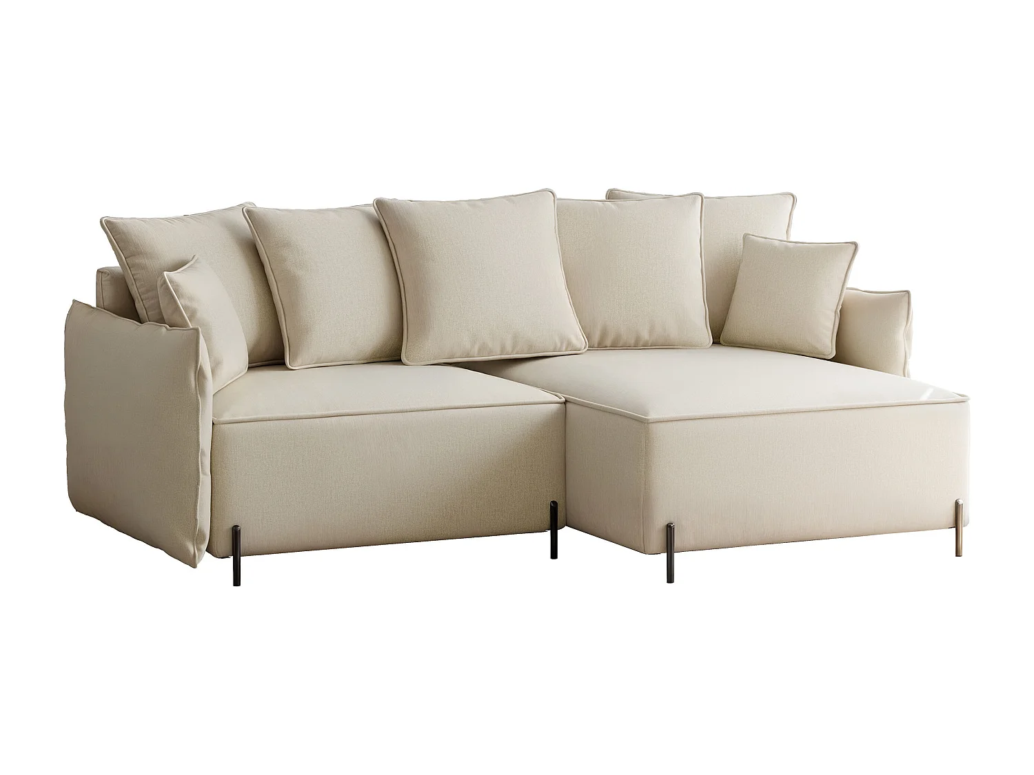 Canapé d'angle droit convertible, beige