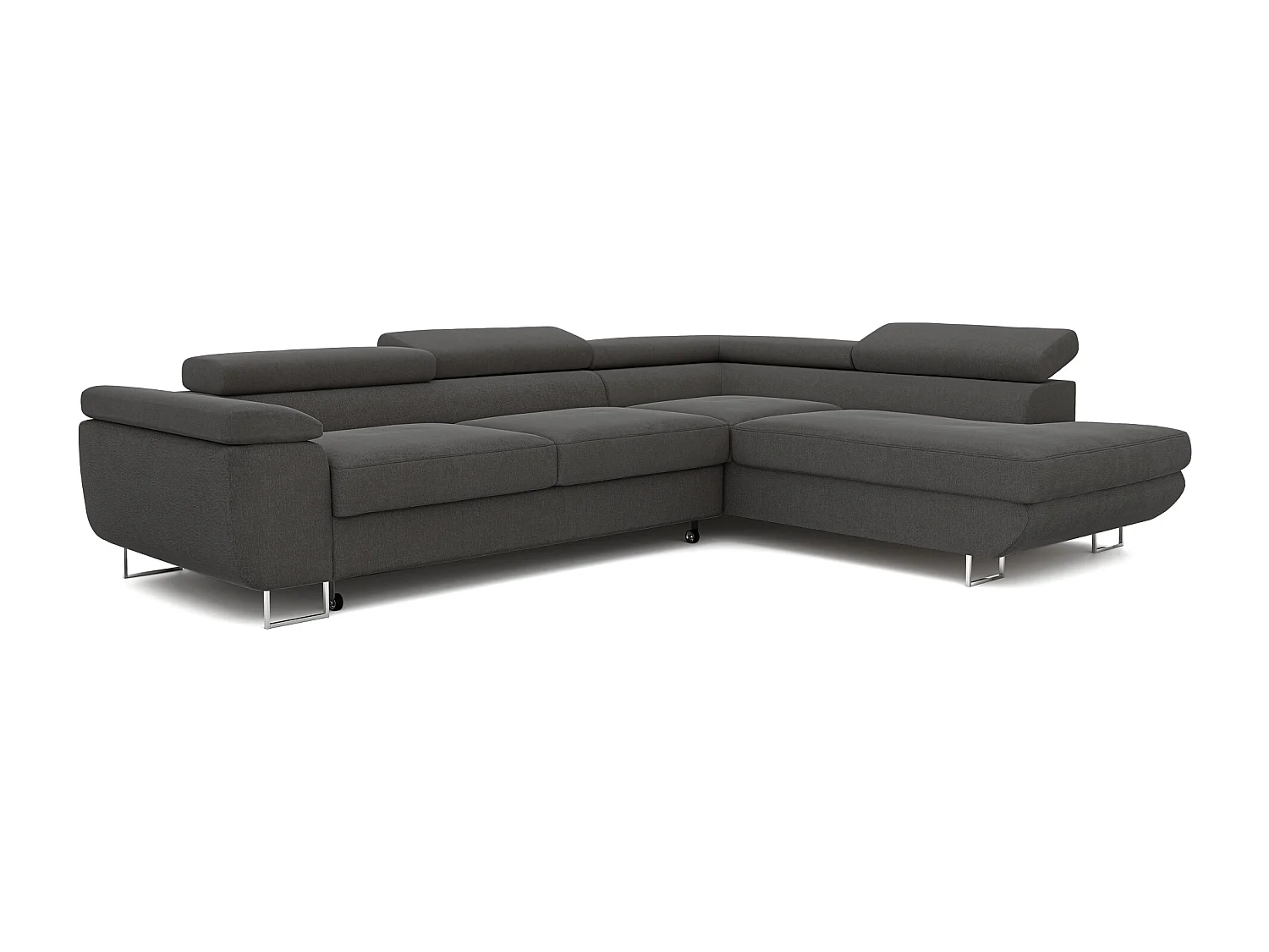 Canapé d'angle droit convertible en tissu gris foncé