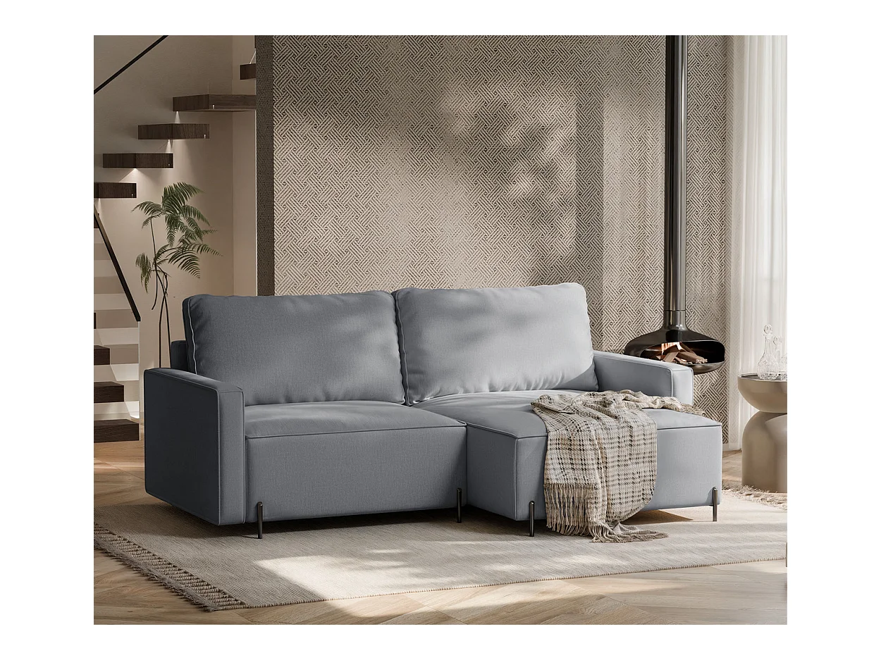 Canapé d'angle droit convertible, gris