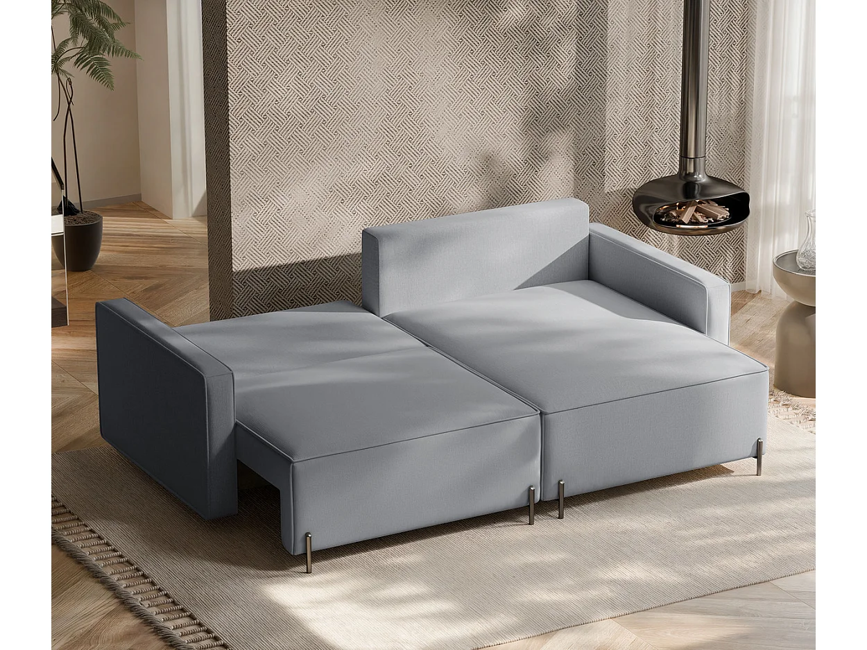 Canapé d'angle droit convertible, gris
