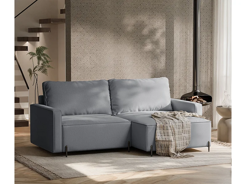 Canapé d'angle droit convertible, gris
