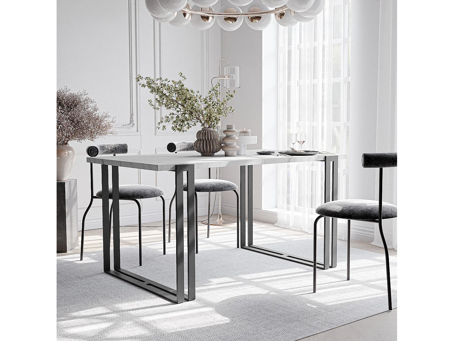 Table extensible marbre bianco, 140x220