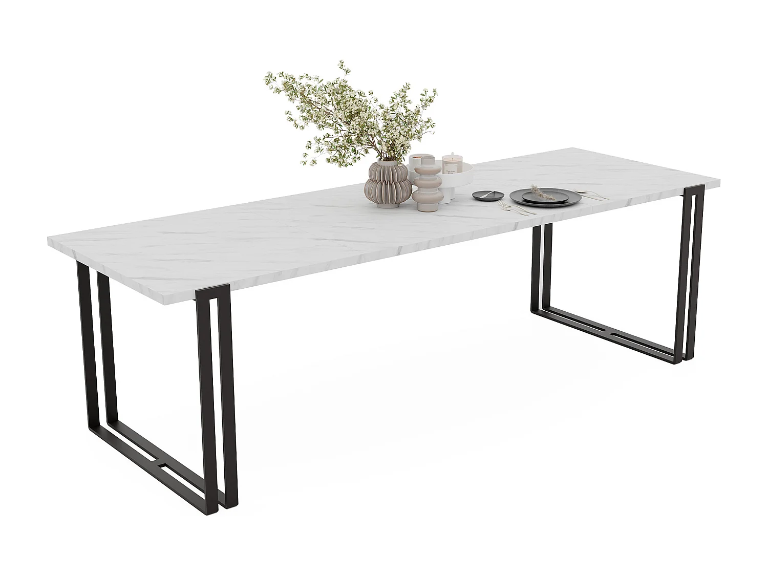 Table extensible marbre bianco, 140x220
