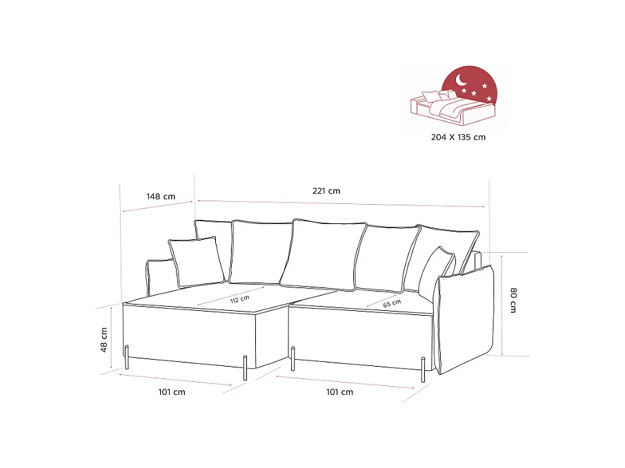 Canapé d'angle droit convertible, bleu