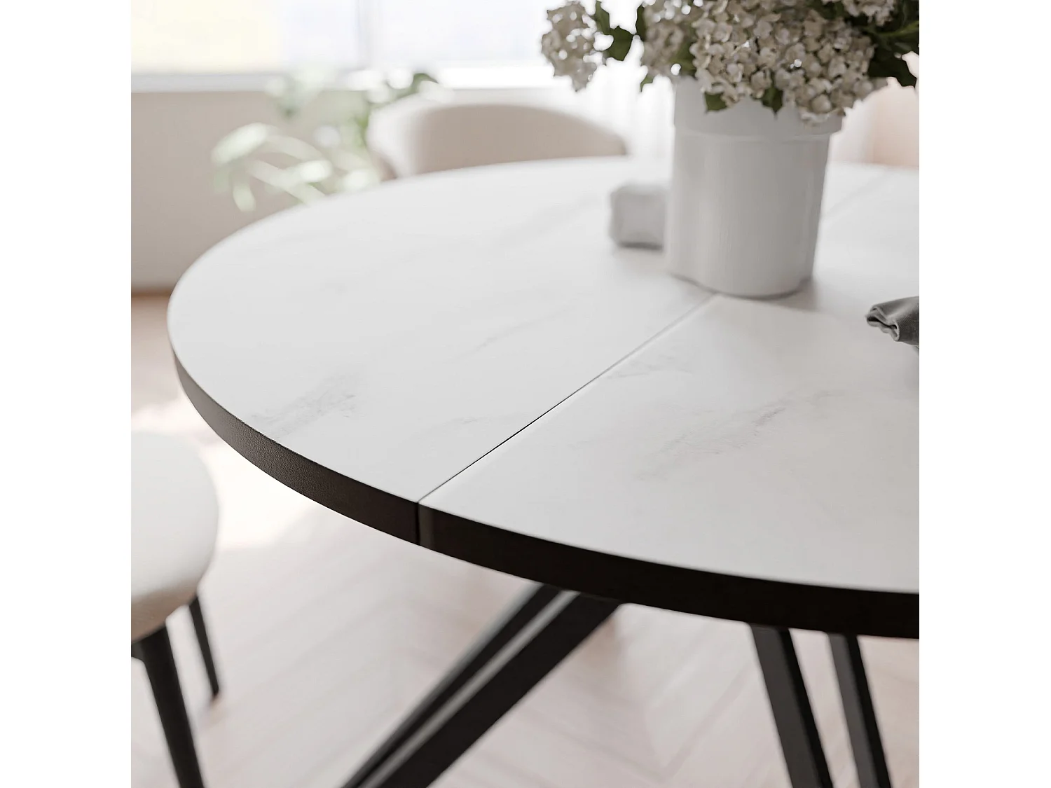 Table extensible marbre bianco