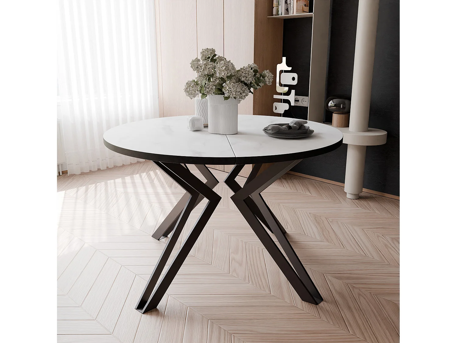 Table extensible marbre bianco