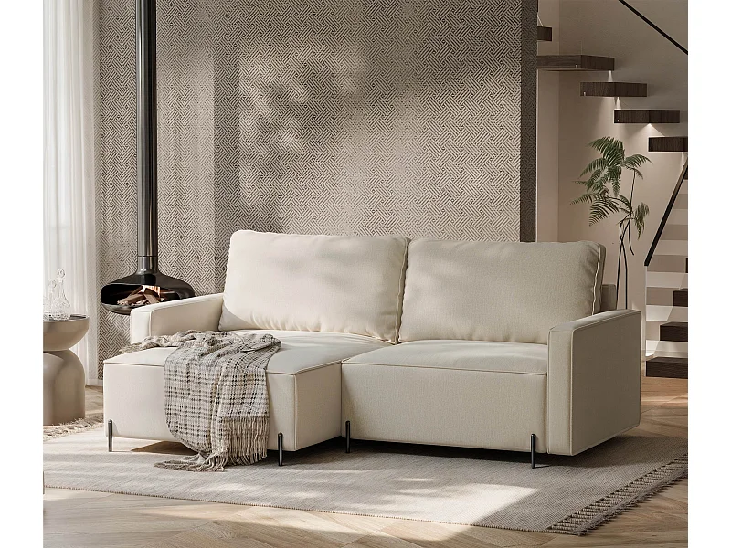 Canapé d'angle gauche convertible, beige