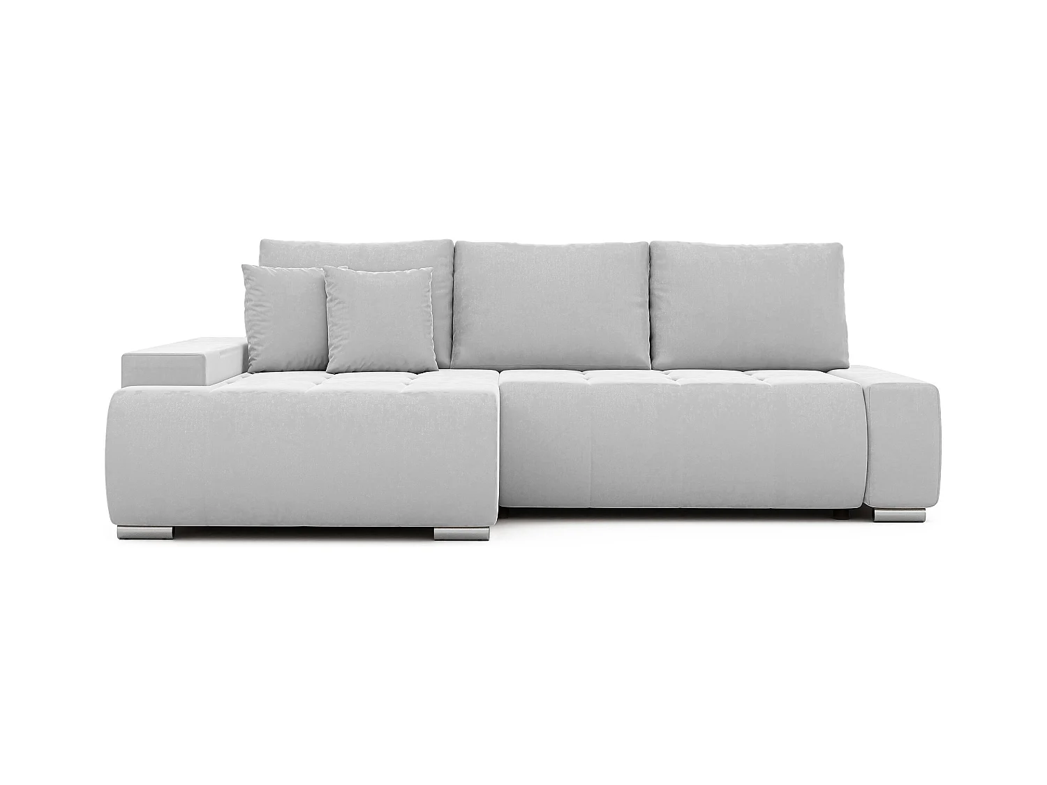 Canapé d'angle gauche convertible en velours, gris