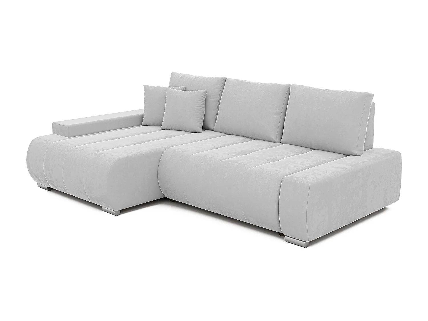 Canapé d'angle gauche convertible en velours, gris