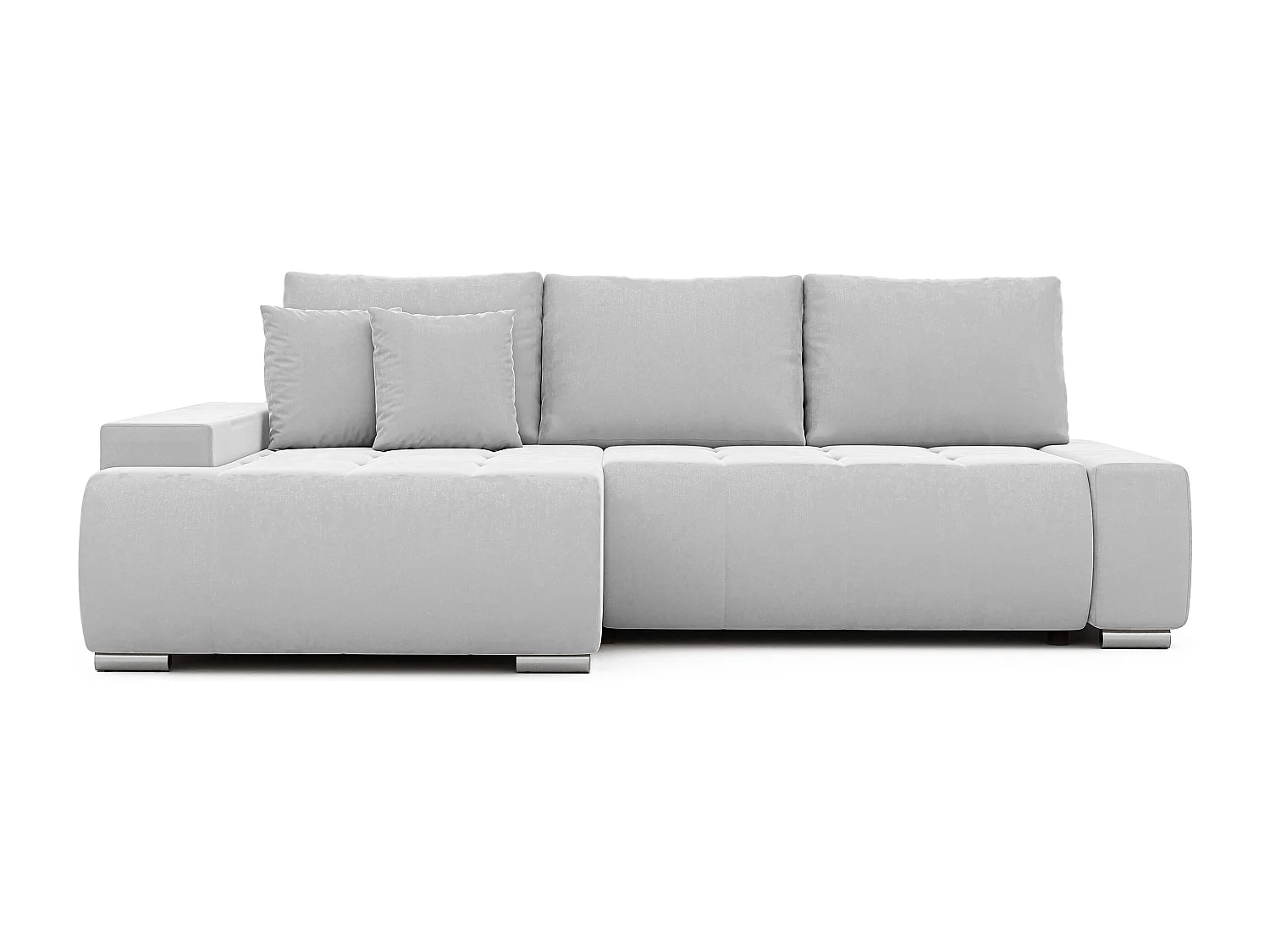 Canapé d'angle gauche convertible en velours, gris