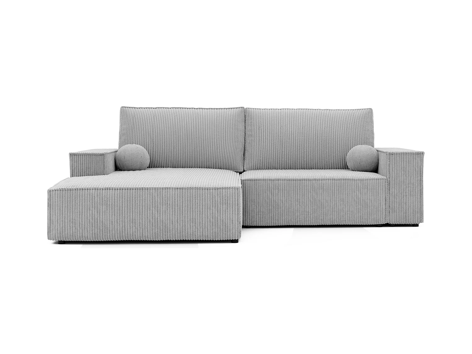 Canapé d'angle droit convertible en velours côtelé, gris