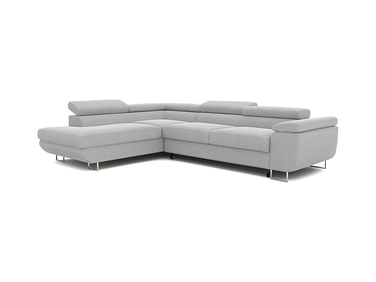 Canapé d'angle gauche convertible en tissu gris clair