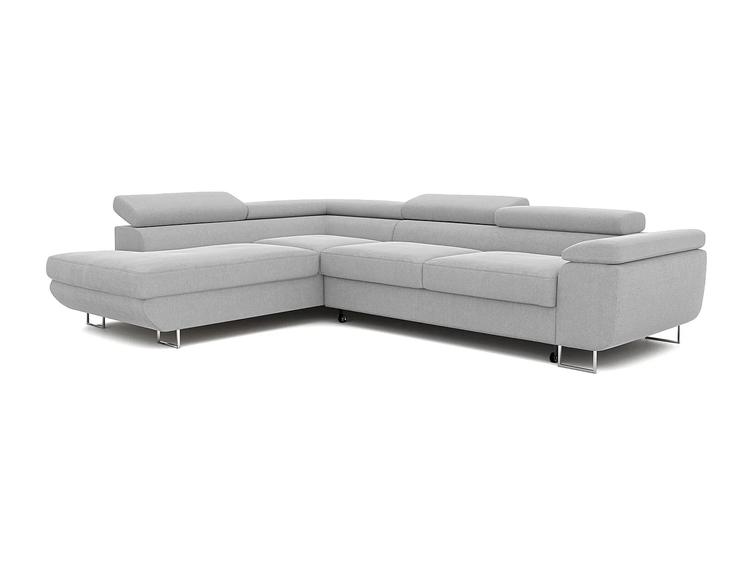 Canapé d'angle gauche convertible en tissu gris clair