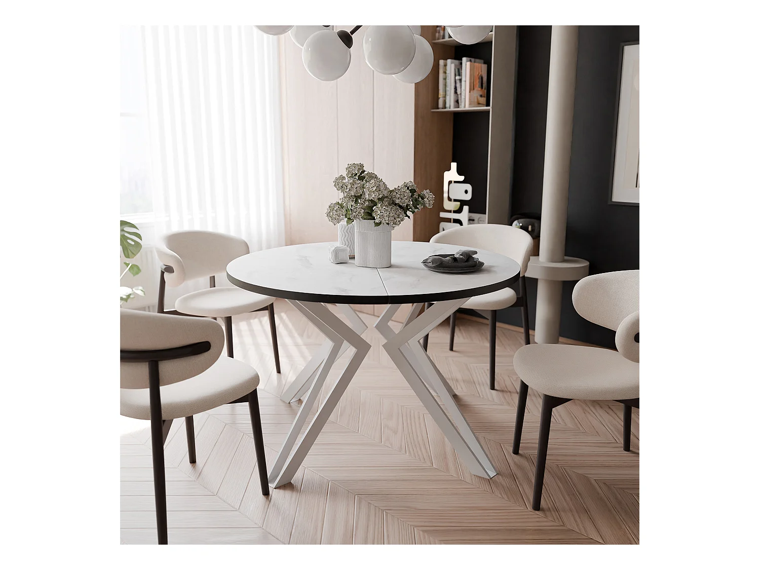 Table extensible marbre bianco