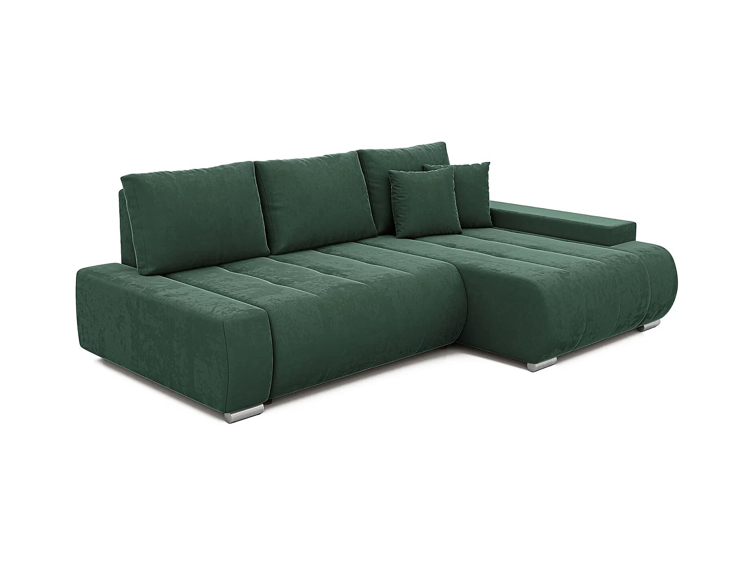 Canapé d'angle droit convertible en velours, vert bouteille