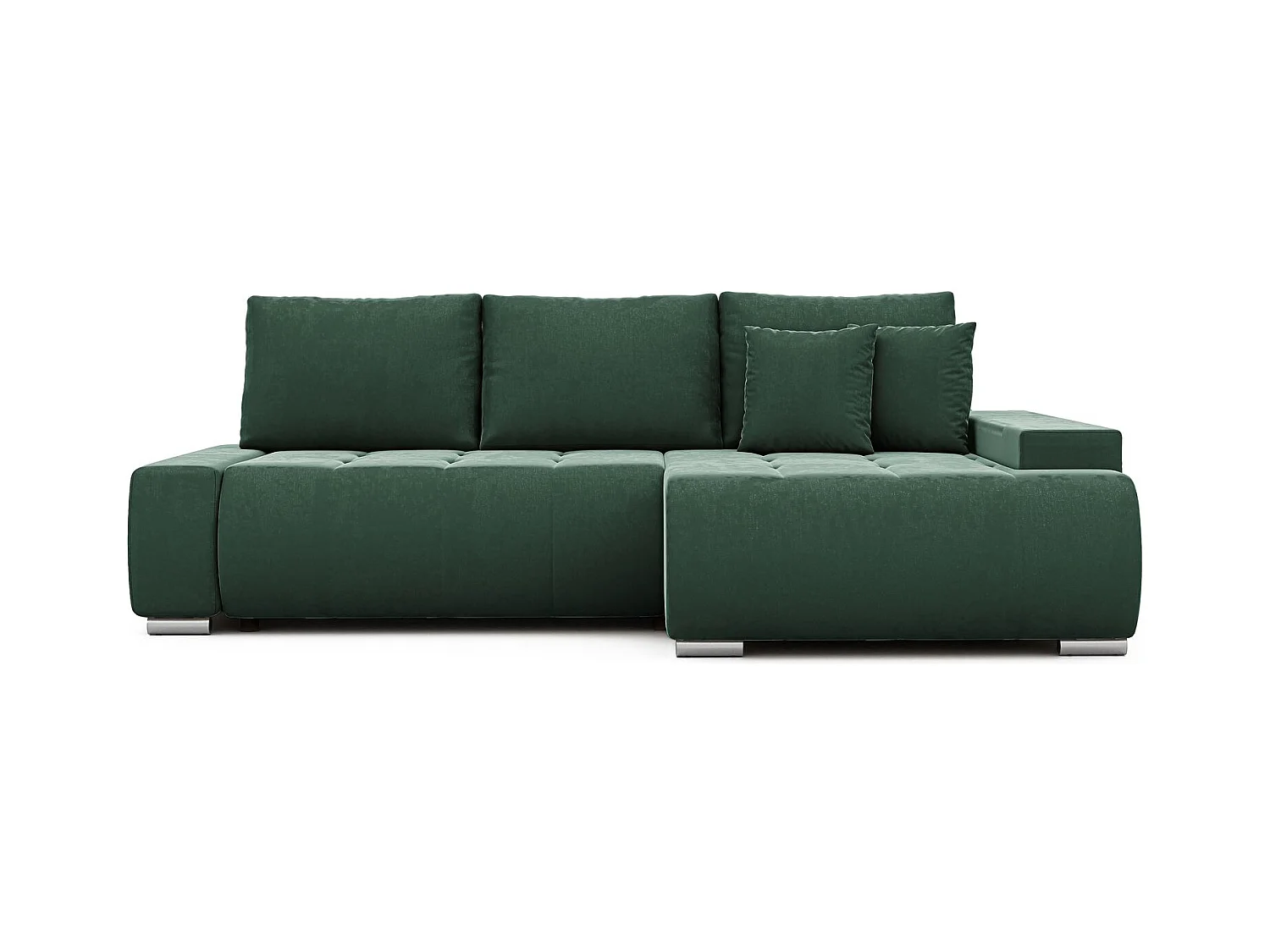 Canapé d'angle droit convertible en velours, vert bouteille