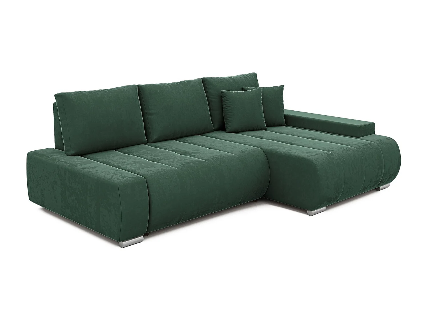 Canapé d'angle droit convertible en velours, vert bouteille