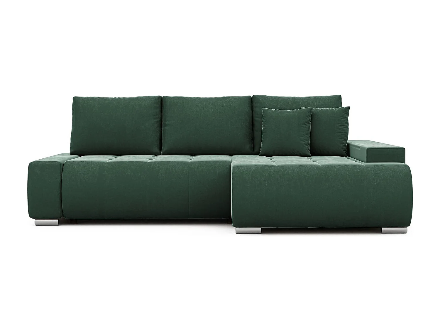 Canapé d'angle droit convertible en velours, vert bouteille