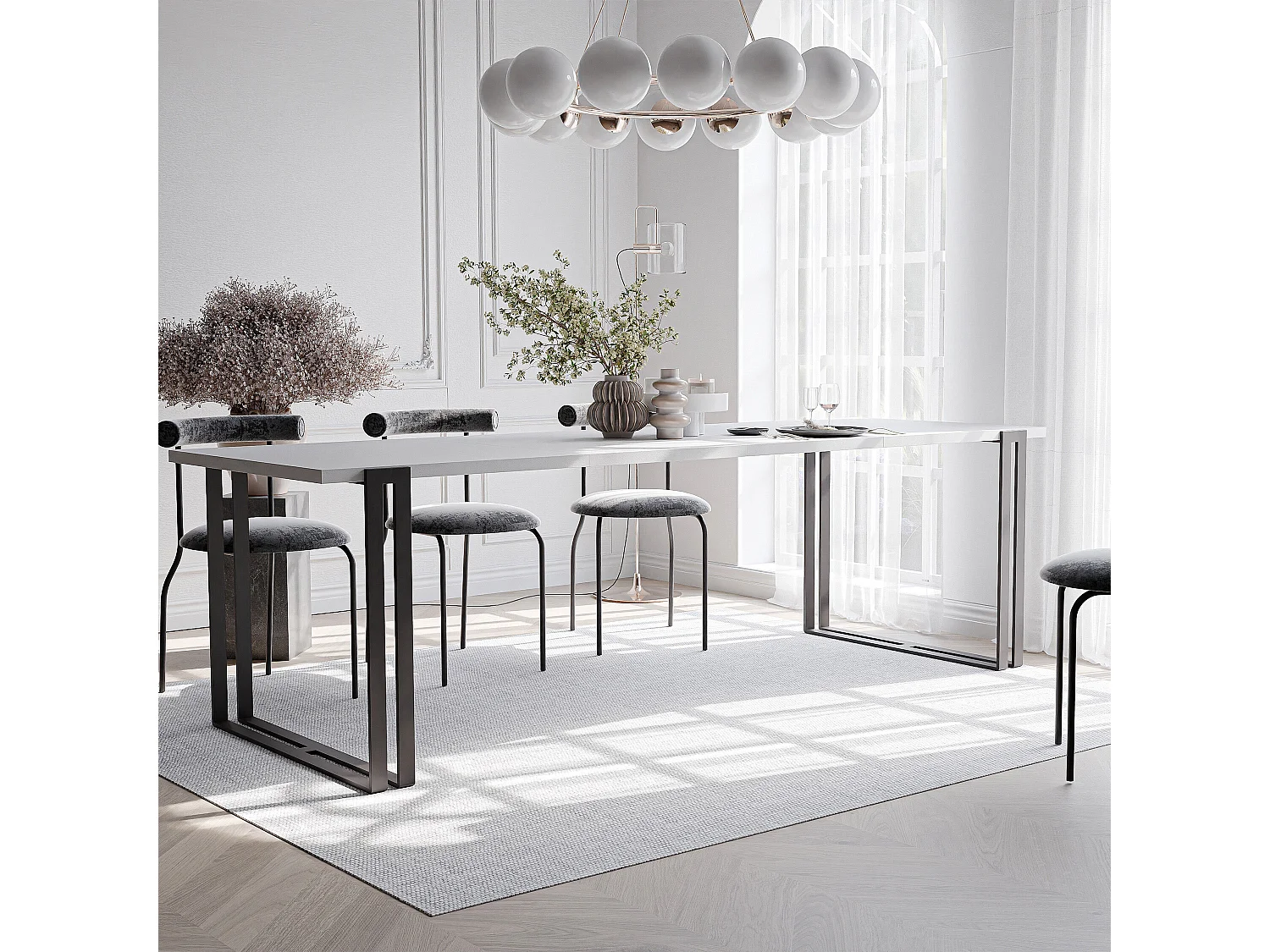 Table extensible blanc, 140x220