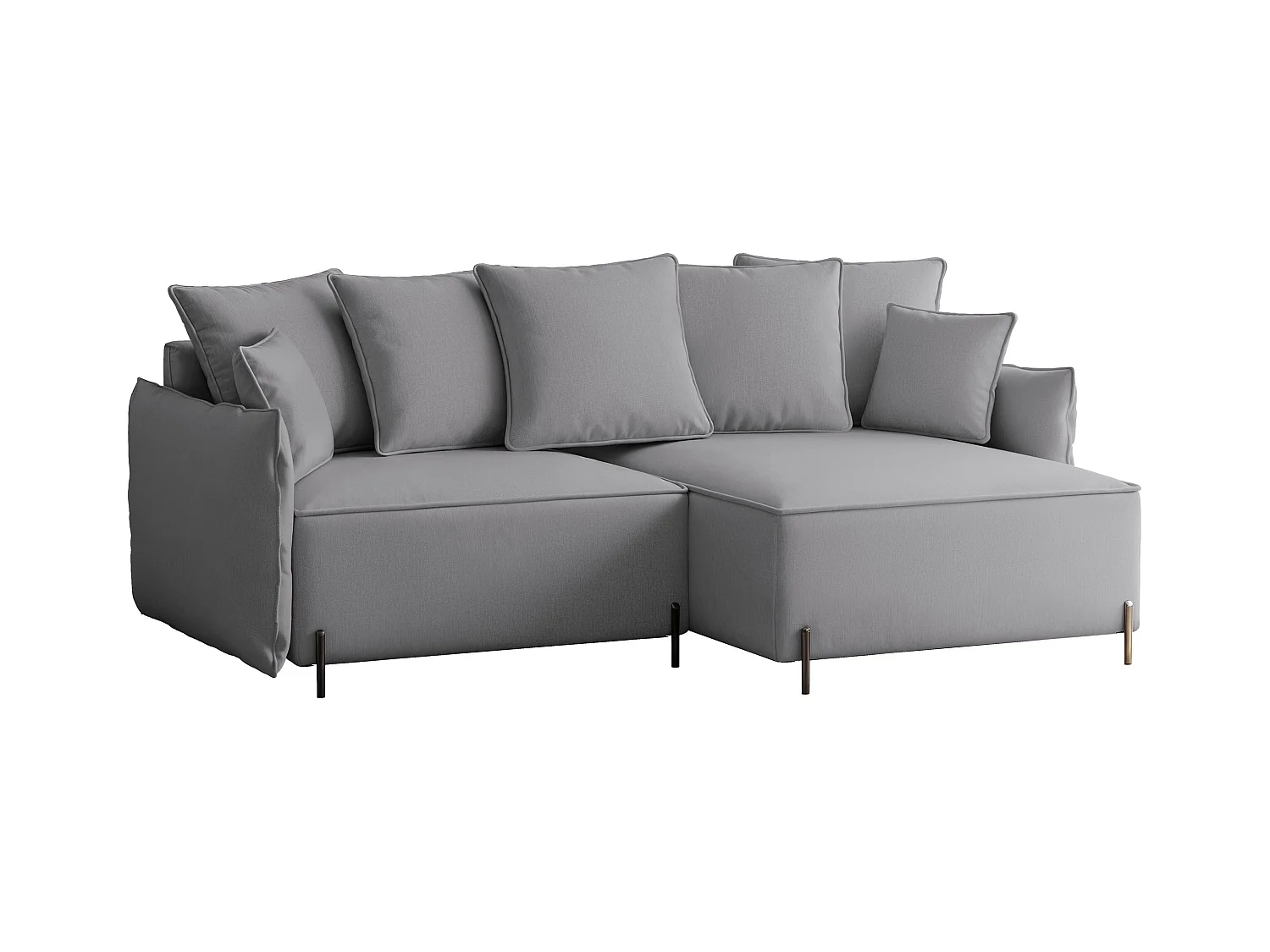 Canapé d'angle droit convertible, gris