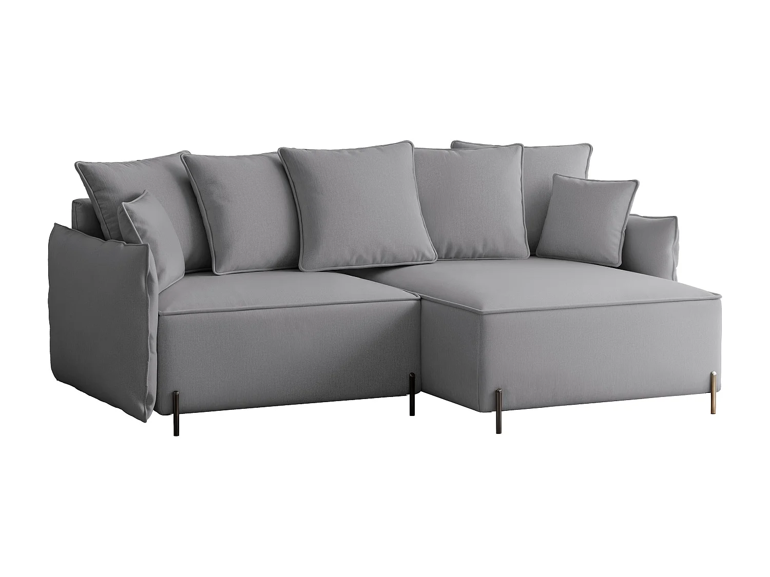 Canapé d'angle droit convertible, gris