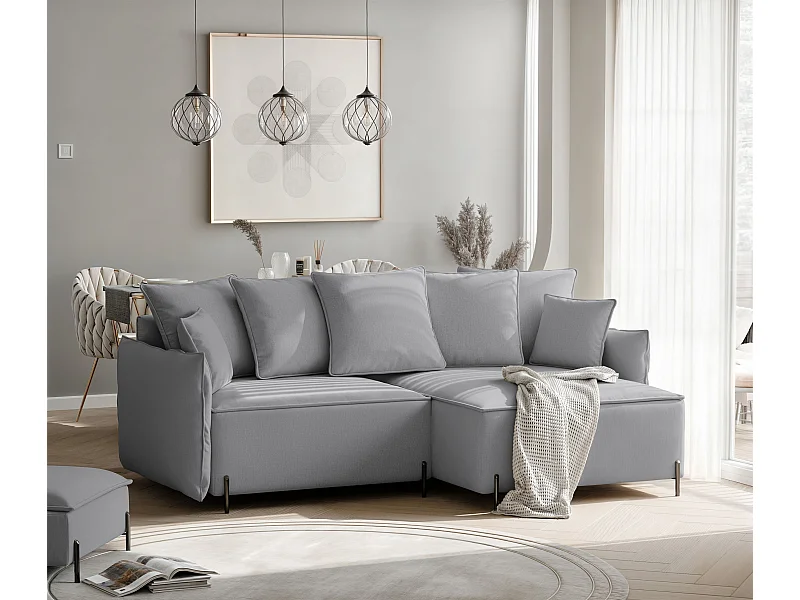 Canapé d'angle droit convertible, gris