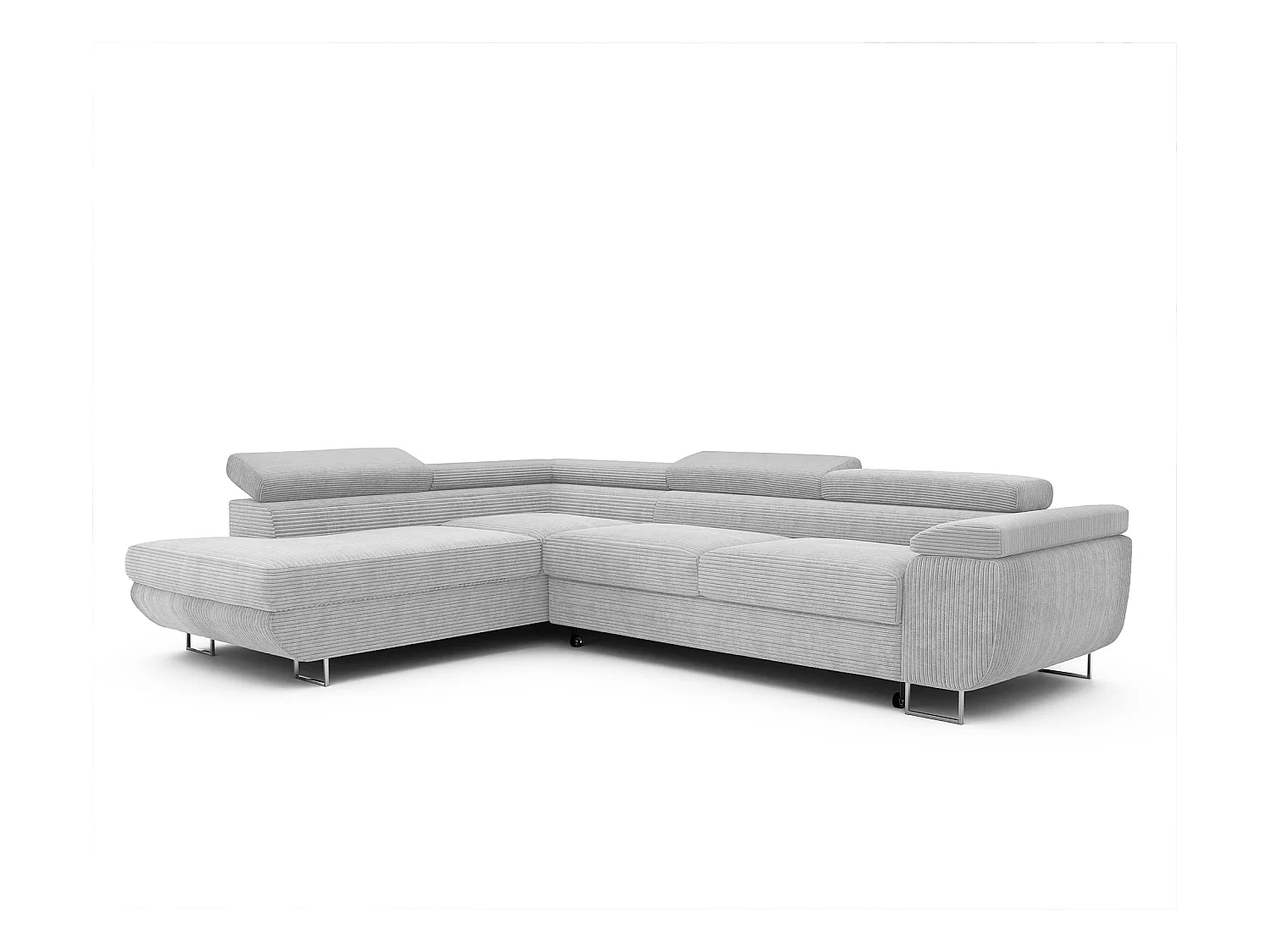 Canapé d'angle gauche convertible en tissu gris clair