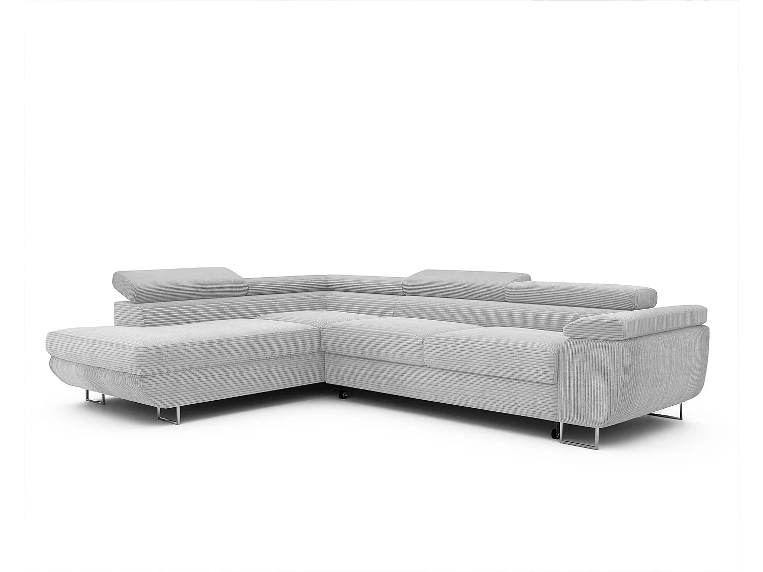 Canapé d'angle gauche convertible en tissu gris clair