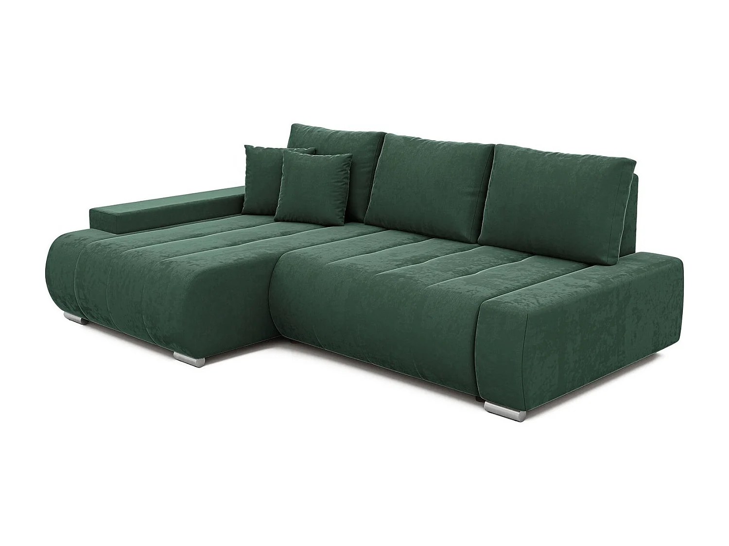 Canapé d'angle gauche convertible en velours, vert bouteille