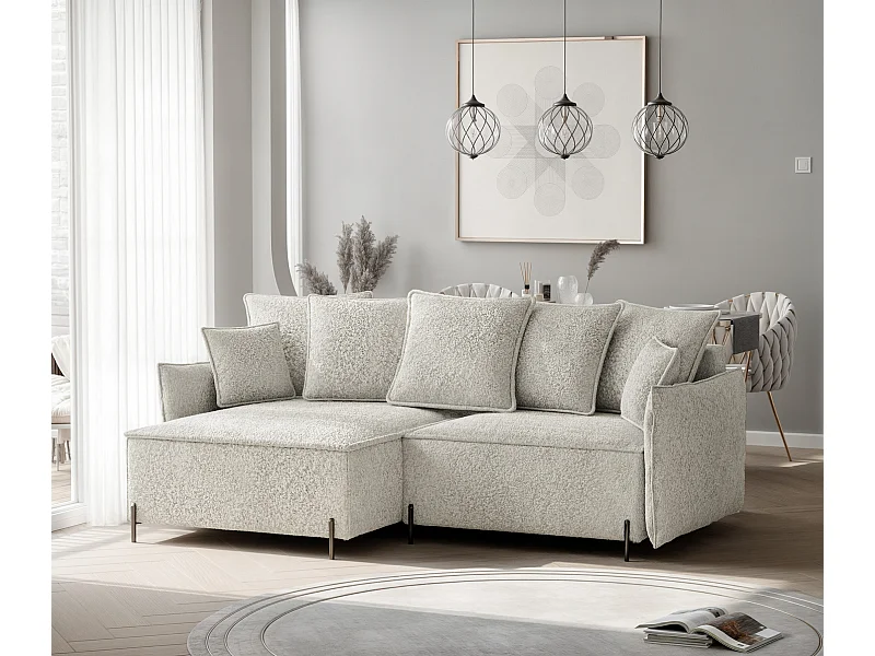 Canapé d'angle gauche convertible, creme