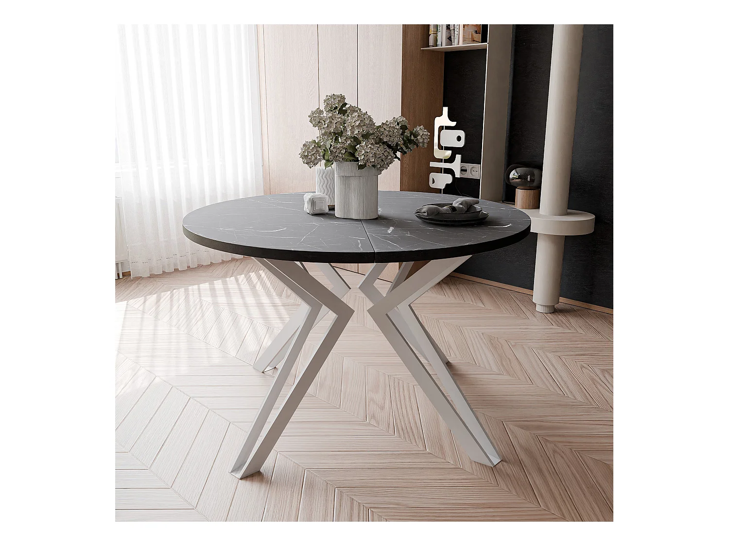 Table extensible grigia pietra