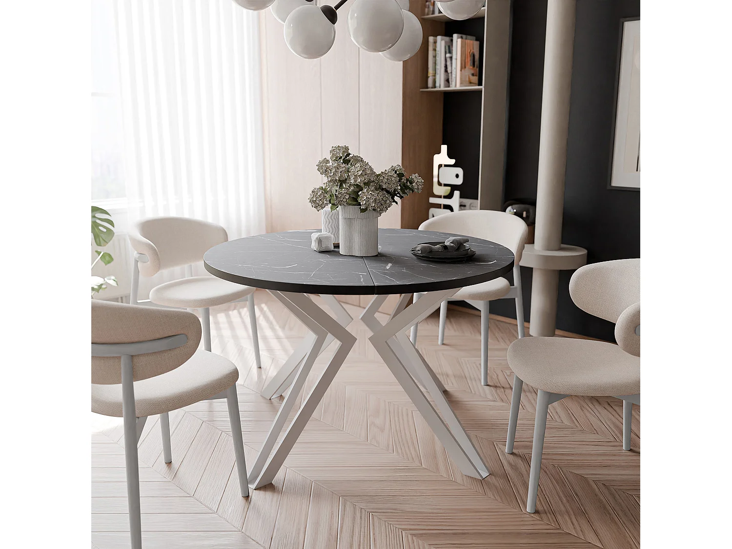 Table extensible grigia pietra