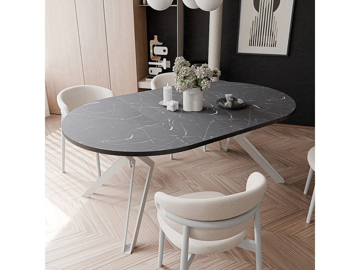 Table extensible grigia pietra