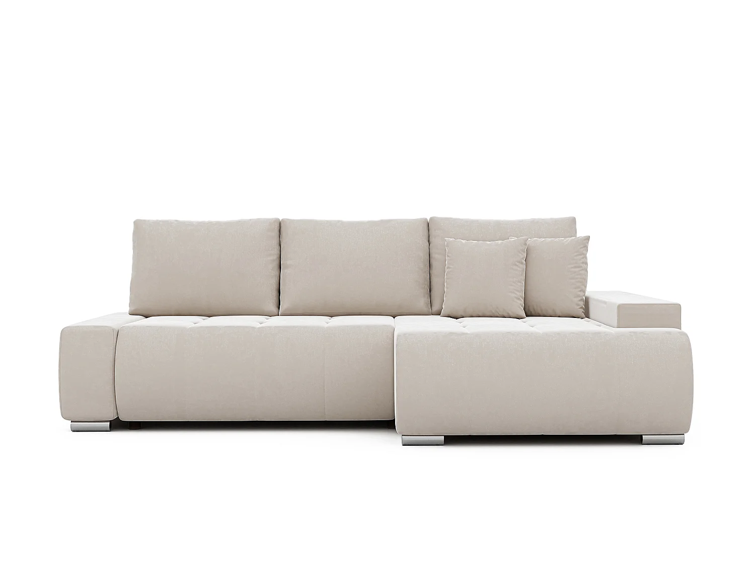 Canapé d'angle droit convertible en velours, crème