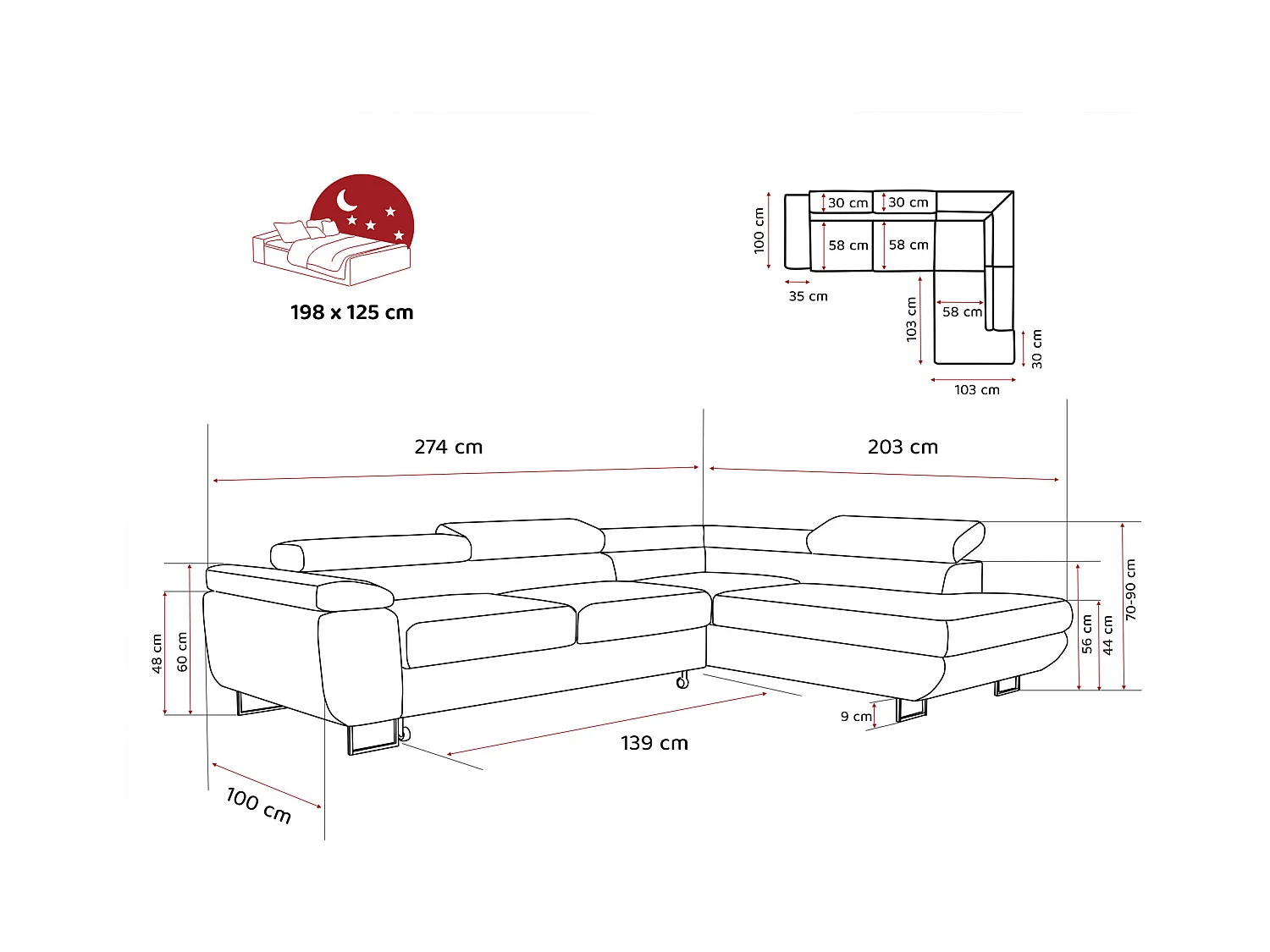 Canapé d'angle gauche convertible en tissu jaune moutarde