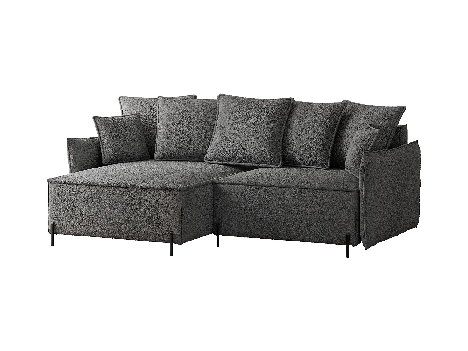 Canapé d'angle gauche convertible, gris anthracite