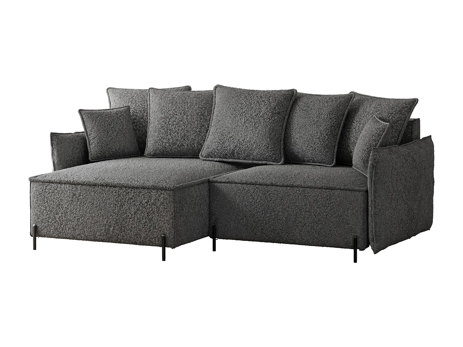 Canapé d'angle gauche convertible, gris anthracite