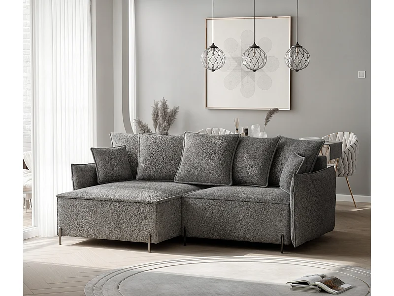 Canapé d'angle gauche convertible, gris anthracite