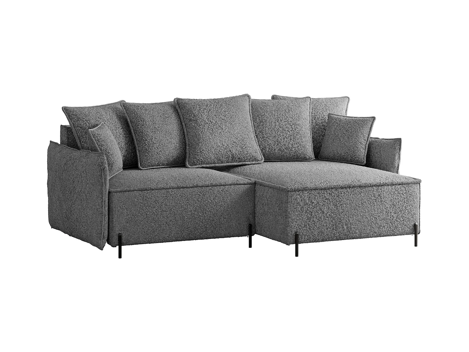 Canapé d'angle droit convertible, gris anthracite