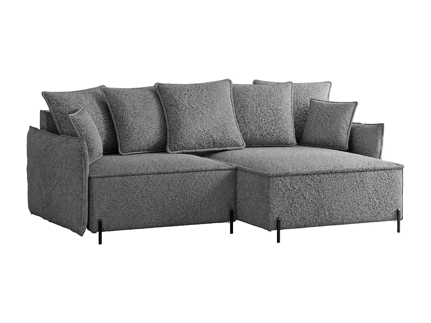 Canapé d'angle droit convertible, gris anthracite