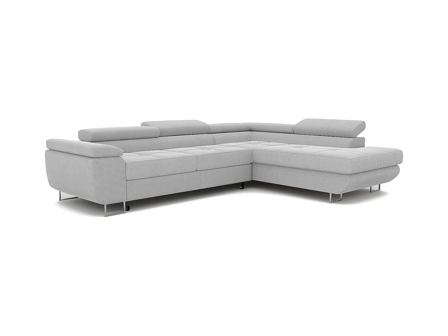 Canapé d'angle droit convertible en tissu gris clair