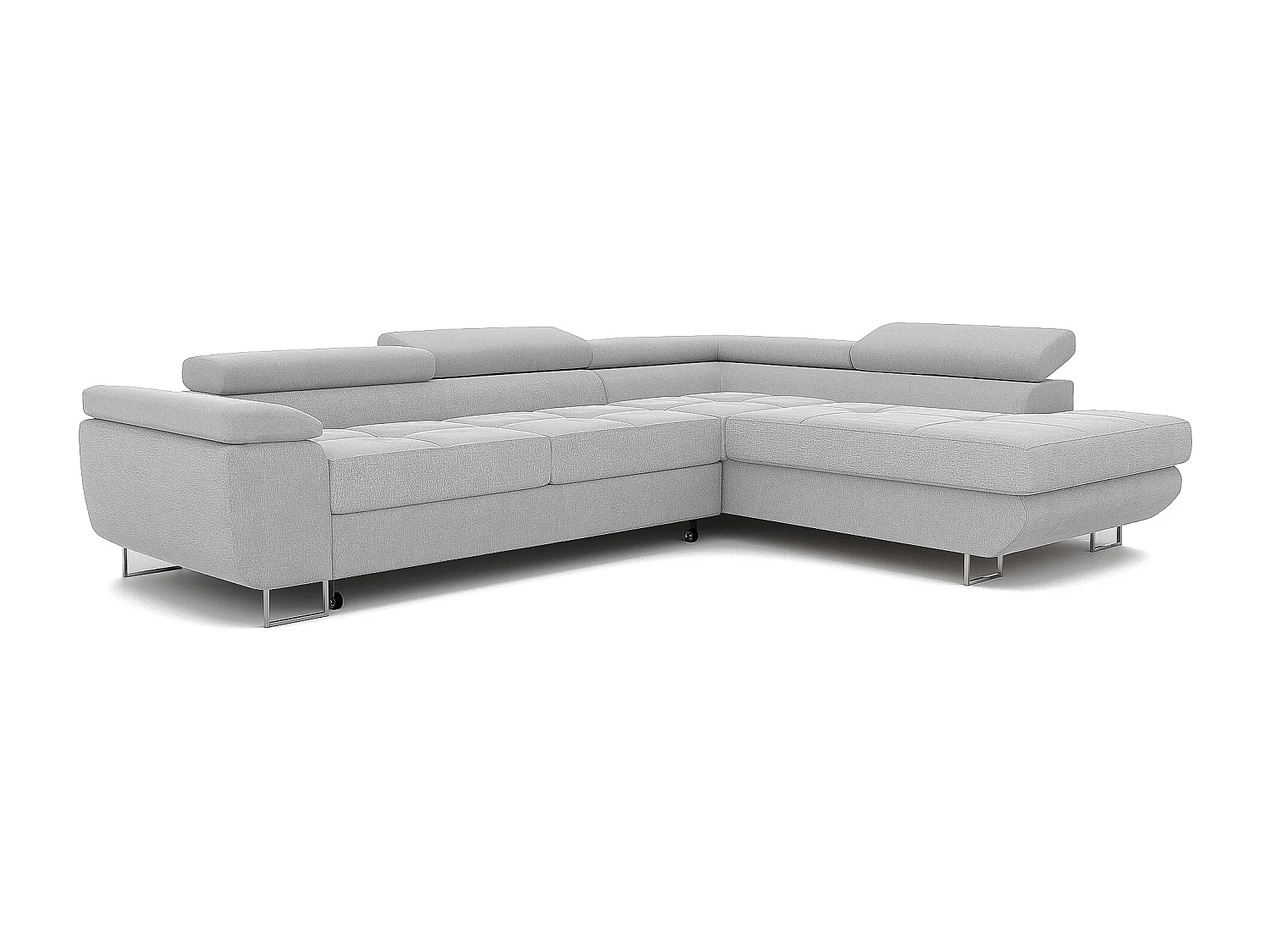 Canapé d'angle droit convertible en tissu gris clair