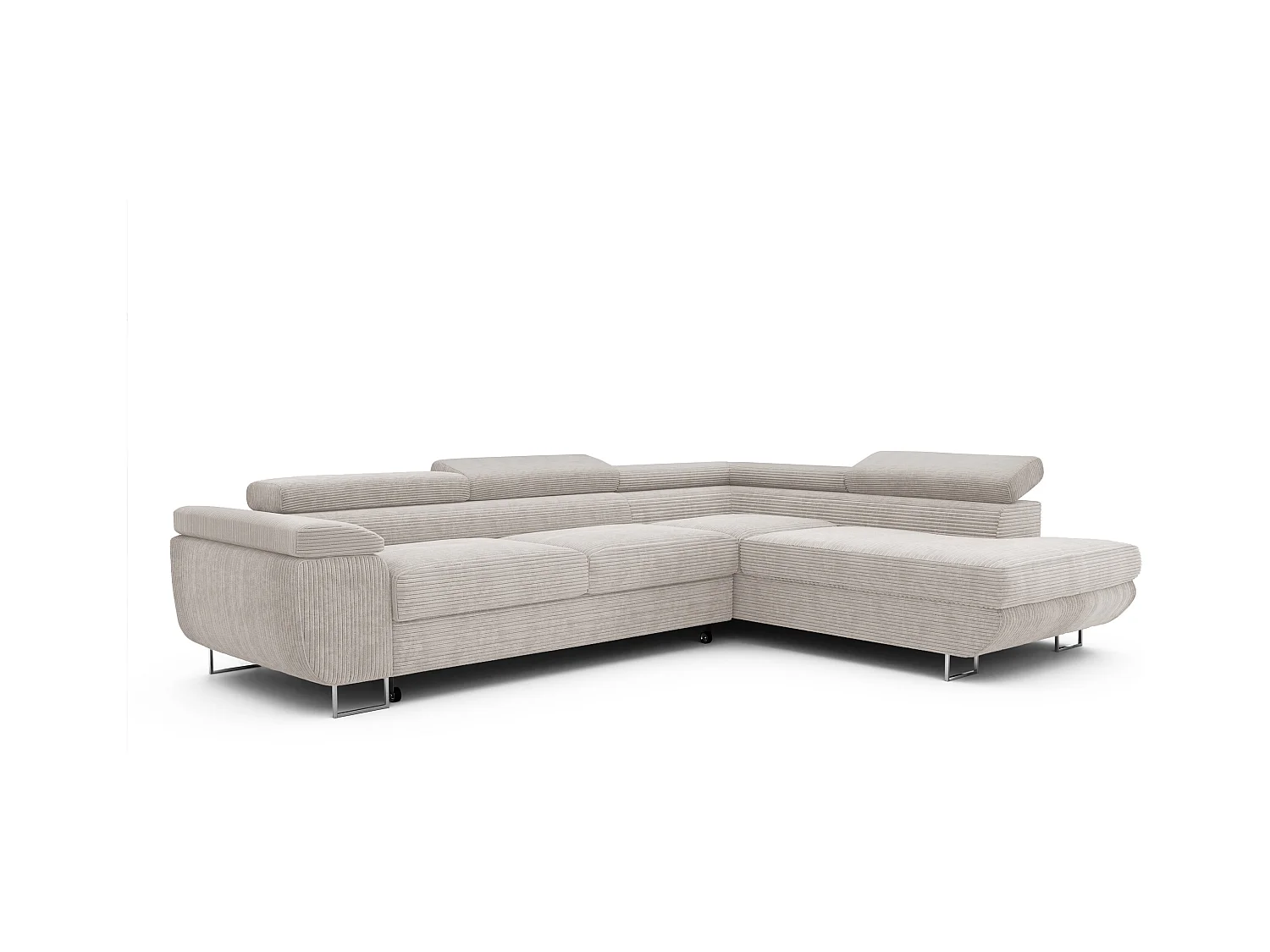 Canapé d'angle droit convertible en tissu beige