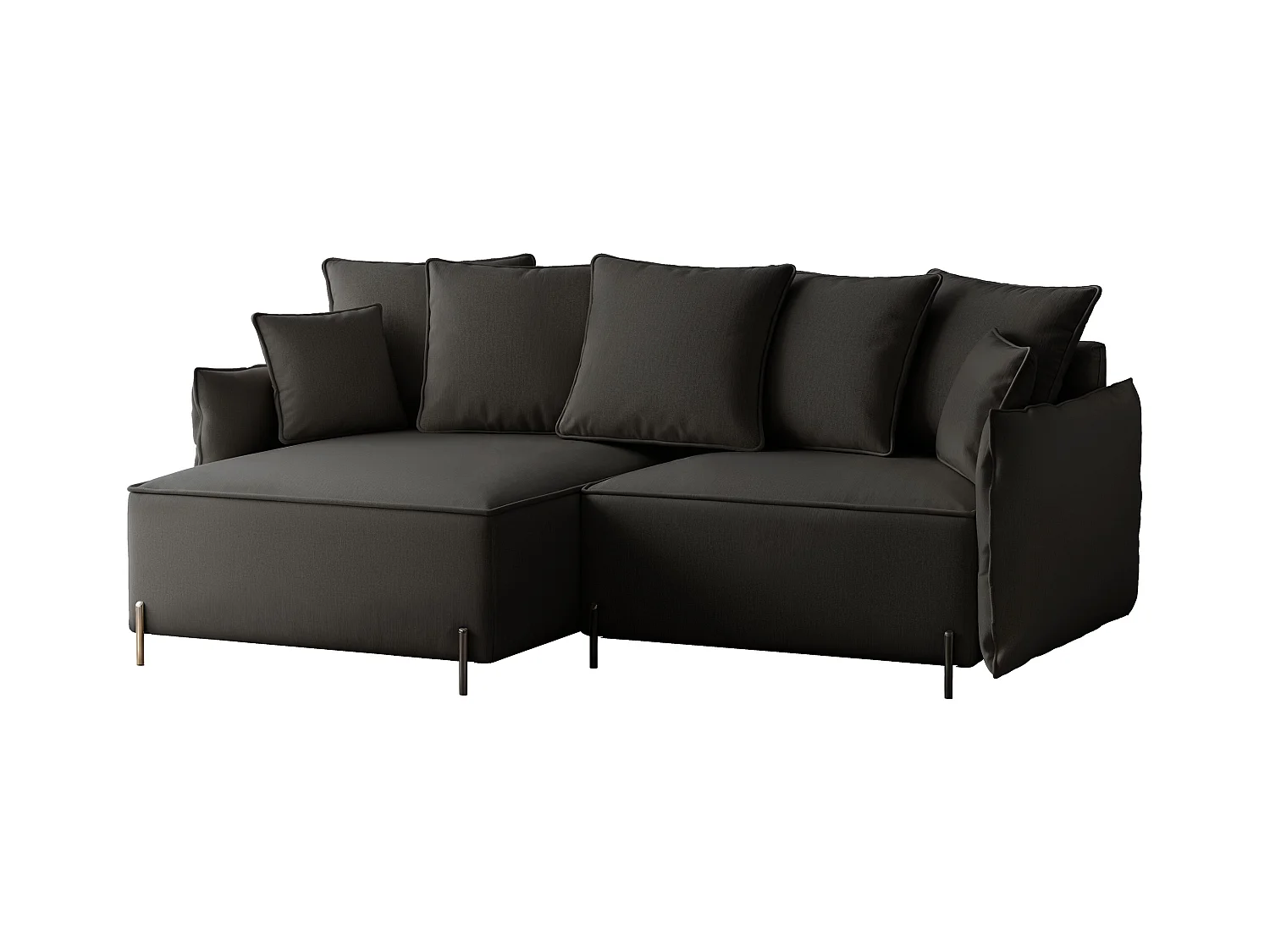 Canapé d'angle gauche convertible, noir