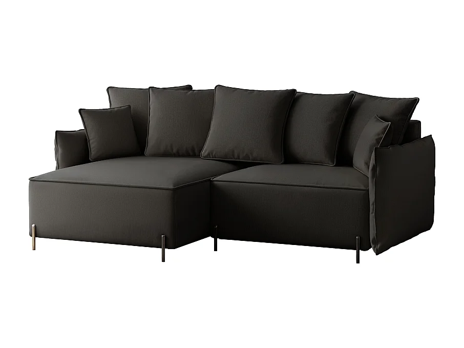 Canapé d'angle gauche convertible, noir