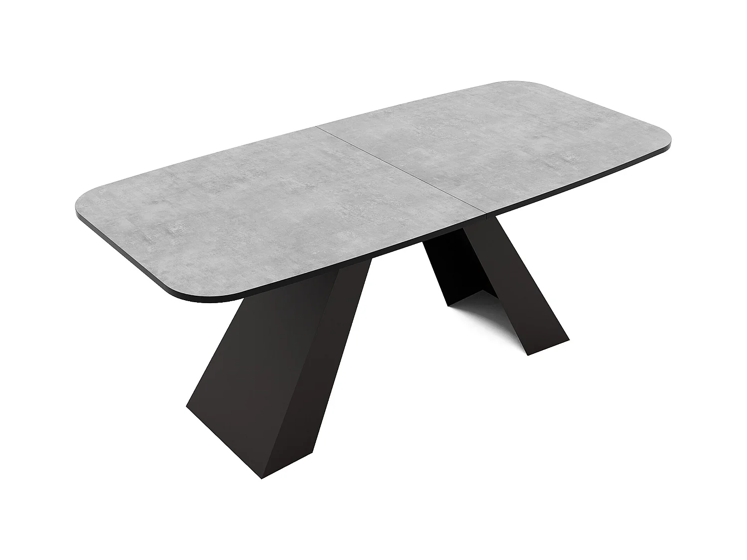 Table à manger extensible 160/198 en MDF, pieds en métal noir, bellato gris