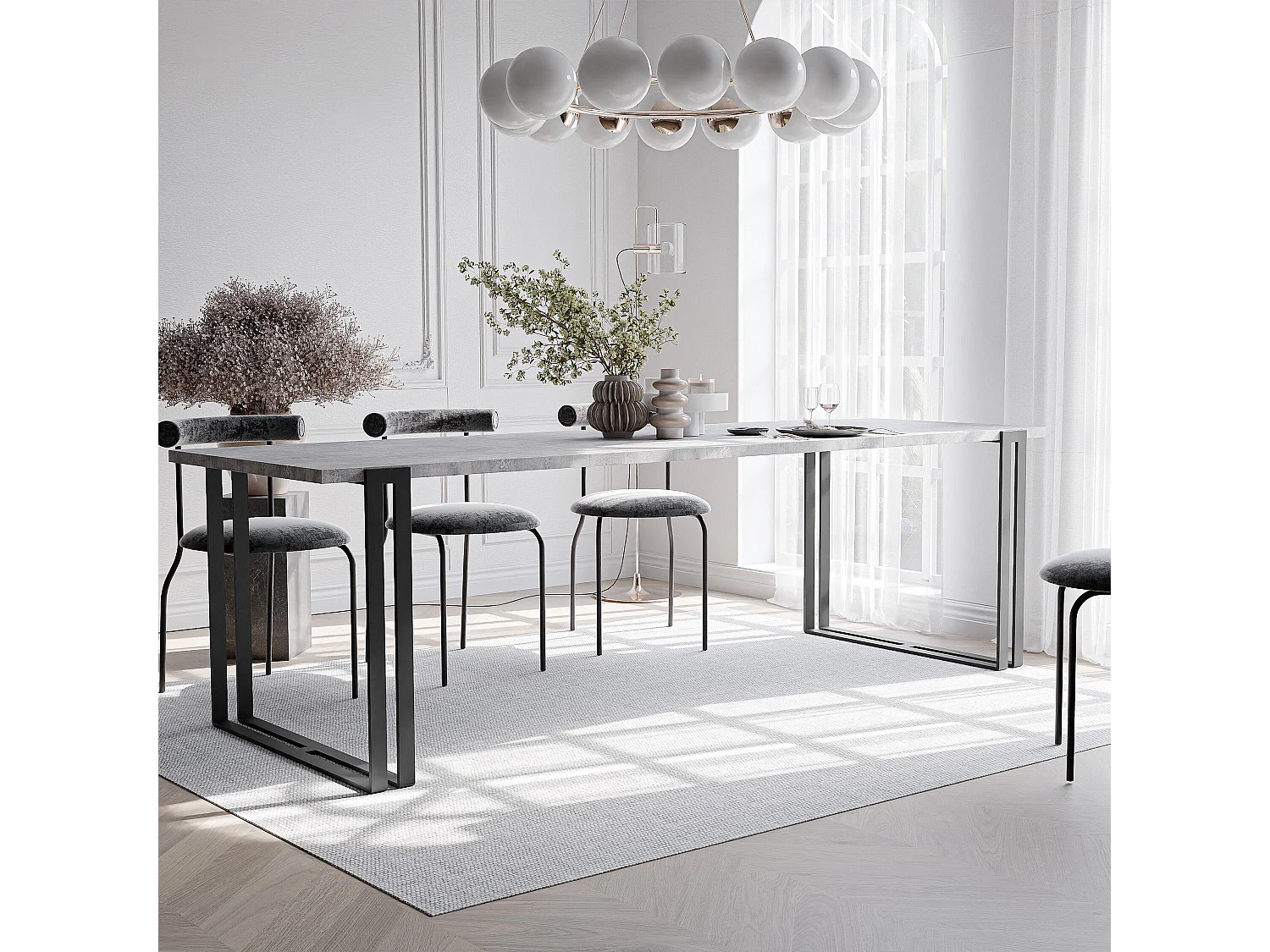 Table extensible bellato gris, 160x220