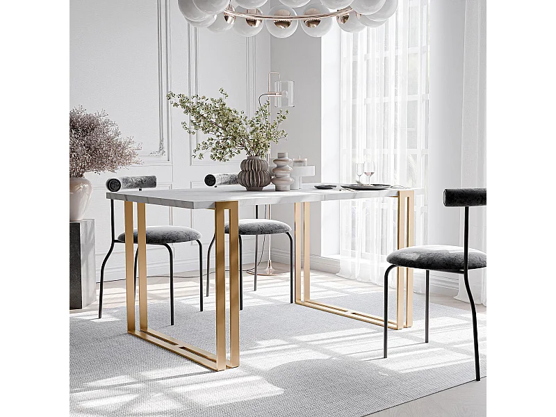 Table extensible marbre bianco, 160x220